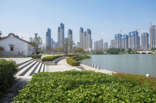 漳州龙文区湘桥湖建筑风景