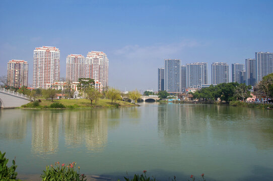 漳州湘桥湖城市风景