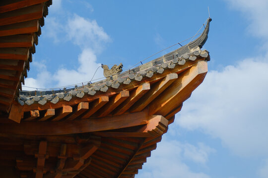 中式传统古建筑屋檐榫卯结构