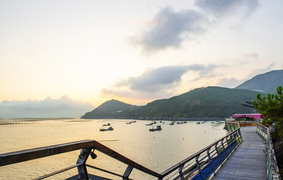 福建霞浦三沙光影栈道风光