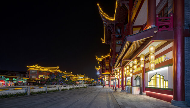 眉山东坡印象水街夜景风光