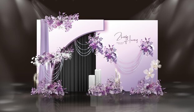 紫色婚礼迎宾效果可制作文件