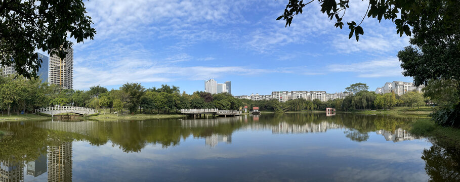 蓝天碧水湖景水景房产全景