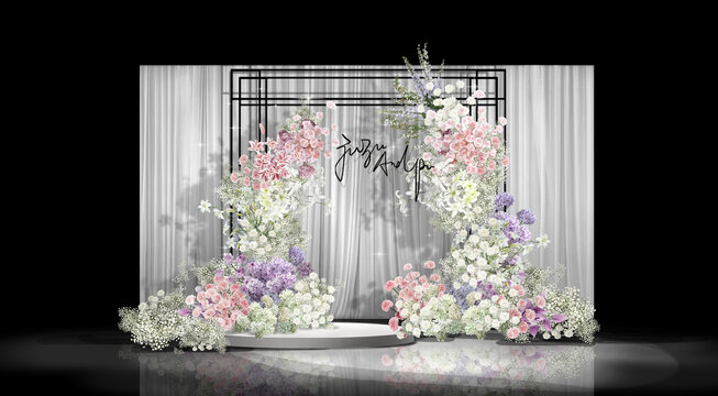 白粉紫色韩式婚礼效果图