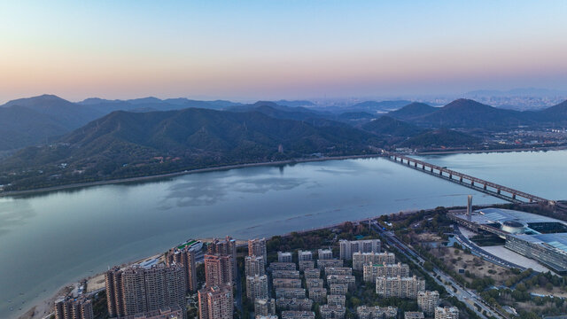 杭州滨江城市风光航拍