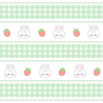 兔子草莓格子印花图案