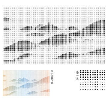抽像圆点山水镂空图案