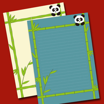 简约竹子熊猫信纸背景