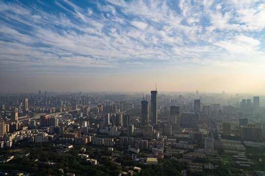 长沙城市风光全景现代都市航拍