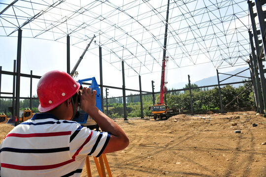 测量工地建筑施工厂房搭建