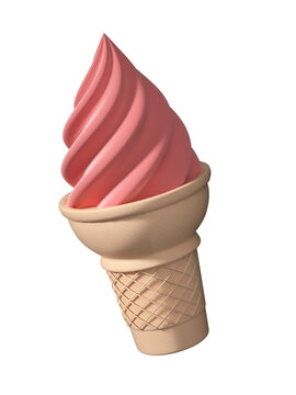 3D免抠食物甜品粉色冰淇淋