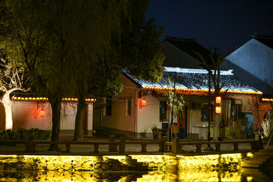 江南水乡古镇夜景