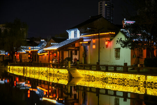 江南水乡古镇夜景