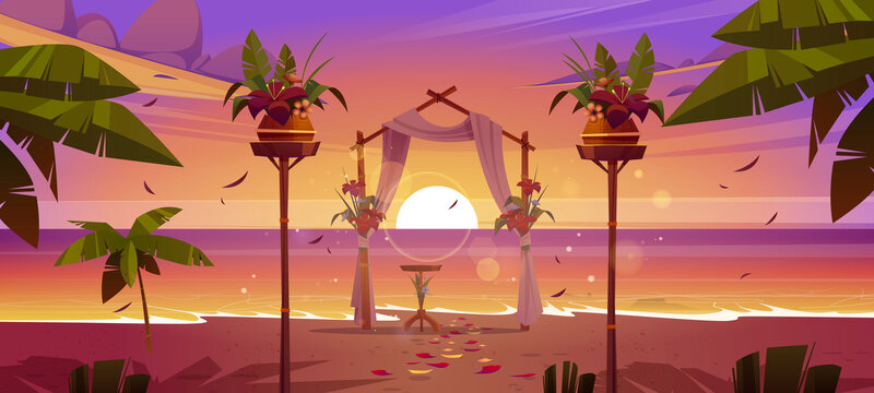 夕阳下结束的沙滩婚礼场地插图