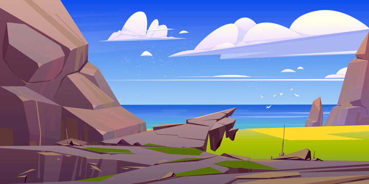 岩岸旁的平静海景插图