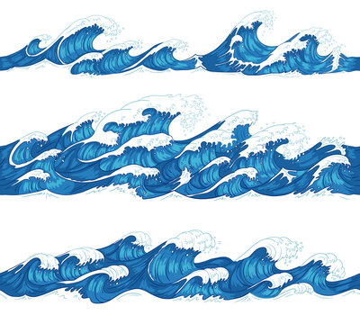 海水浪花矢量素材横幅插图合集