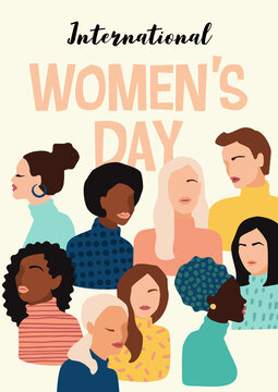 多民族女性半身 国际妇女节海报