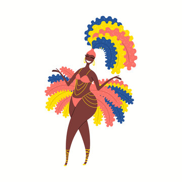 身穿缤纷羽毛比基尼女性 狂欢节跳舞插图