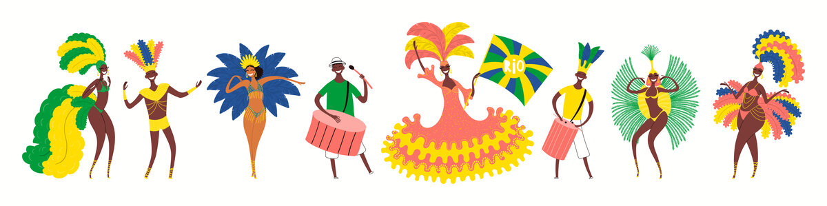 巴西狂欢节表演人物插图