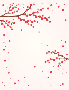 盛开的红色花朵从树上飘落海报