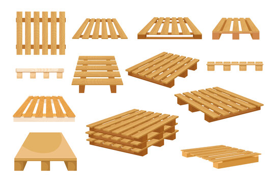 各种角度木栈板素材 平面插图