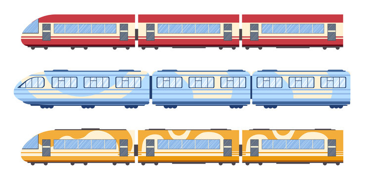 卡通三节火车素材 平面插图