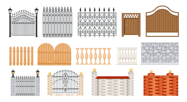 栅栏与围墙灯 栏杆素材平面插图