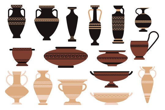 几何花纹古代工艺陶器 平面插图素材