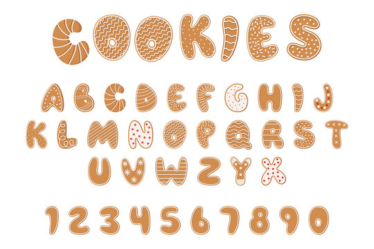 可爱数字及字母姜饼设计 插图素材集合