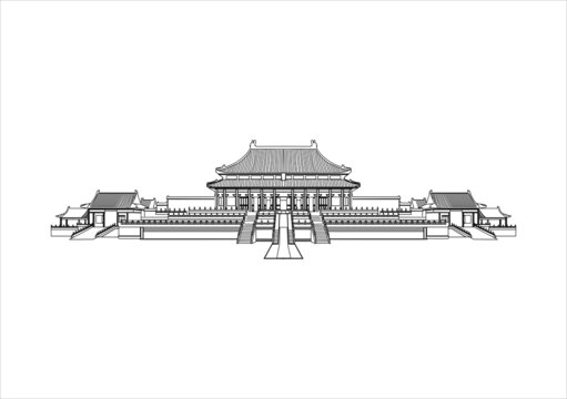 故宫太和殿矢量线图