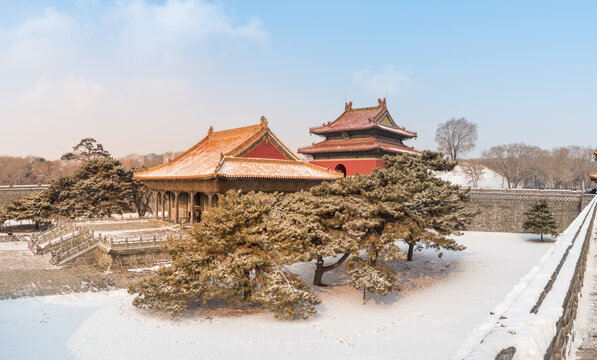 冬天雪后的沈阳清昭陵