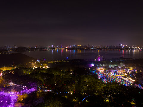 武汉东湖磨山樱花园夜景风光