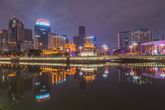 中国四川成都九眼桥灯光夜景