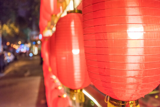 中国四川成都夜晚的红灯笼