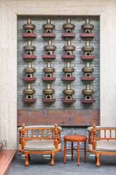 有中国铜火锅的墙面装饰