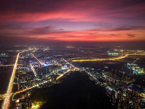 珠海金湾红旗镇夜景航拍