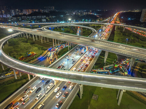 珠海金湾互通立交高架桥夜景