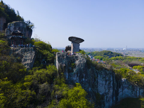 绍兴吼山桃花节航拍