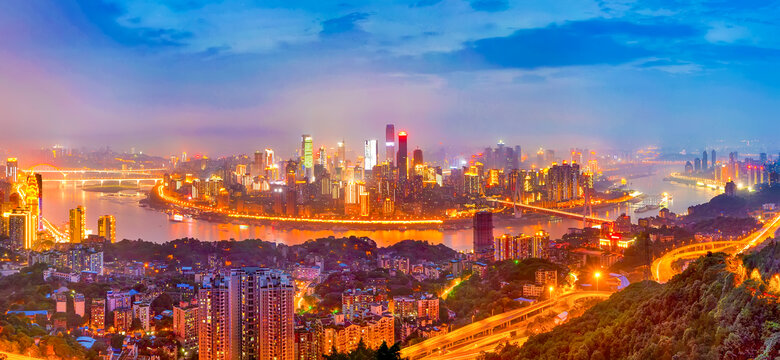 重庆市容夜景全景图