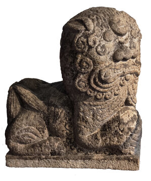 一只岭南的古代石狮子抠像