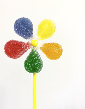 花瓣彩色风车棒棒糖糖果零食