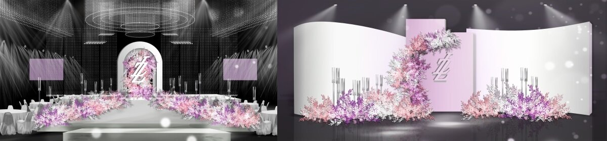白粉色韩式水晶婚礼效果图