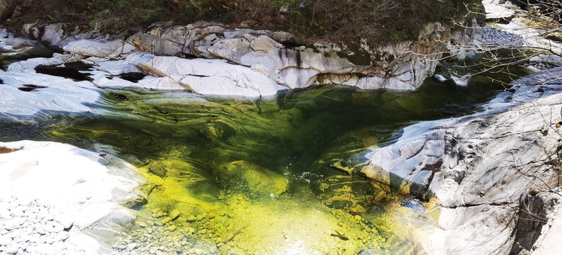 河流流经岩石自然风光