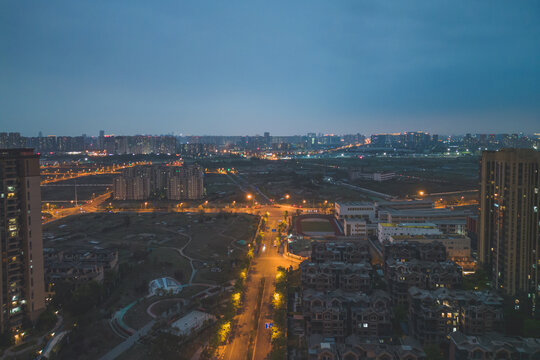 航拍成都城市夜景