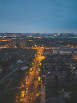 航拍成都城市夜景