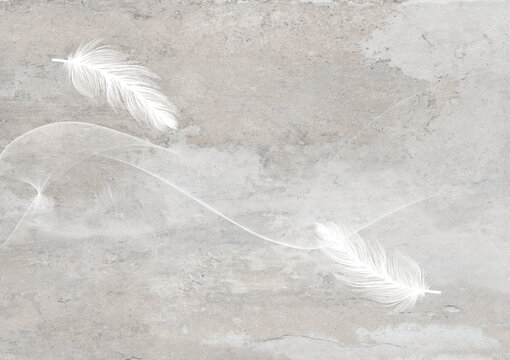 大理石纹飘带羽毛背景墙壁纸