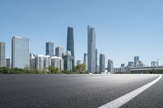 道路地面和广州风光