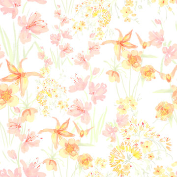 米底黄粉色花