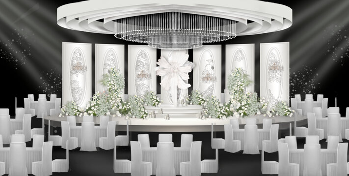白绿色婚礼舞台设计