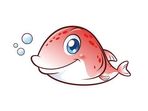 卡通可爱小红鱼吐泡泡